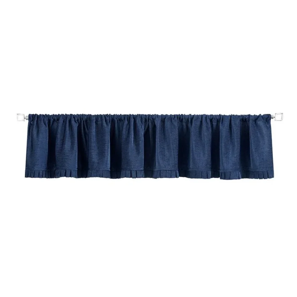 Achim Home Furnishing Bordeaux Navy Solid Pleated Window Curtain Panels : 52